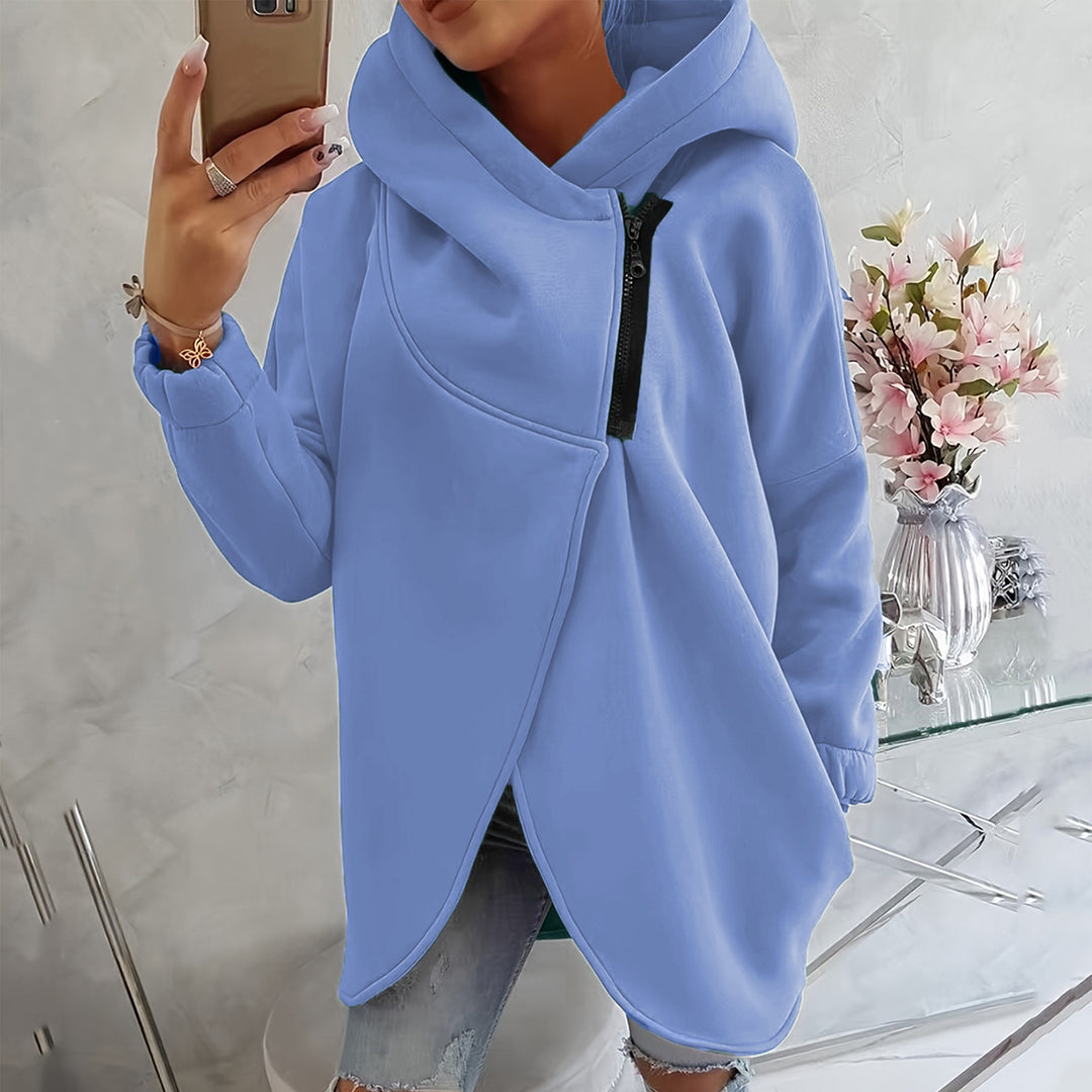 Oversized Zip Up Hoodie for Women Asymmetric Long Sleeve Trendy Hoodies Jackets with Large Hood for Travel attractively