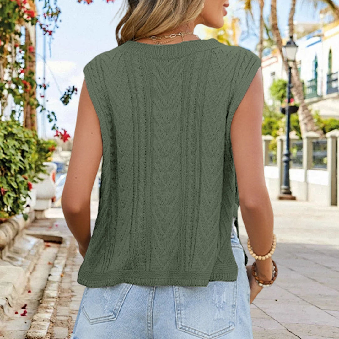 Knit Sleeveless Tops for Women Crew Neck Casual Cable Knit Tank Tops Solid Summer Sleeveless Shirt Daily Wear successful