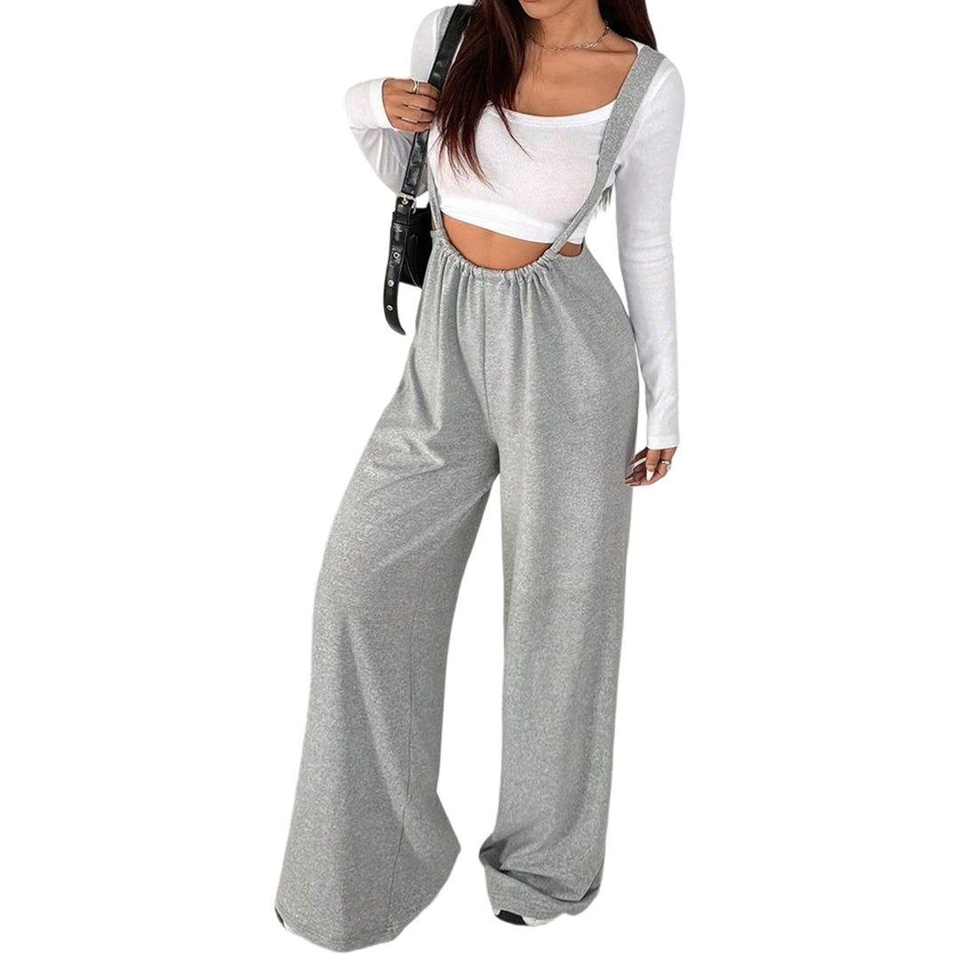 Womens Suspender Pants High Waisted Casual Sleeveless Jumpsuit Baggy Wide Leg Suspender Overalls for Travel classy