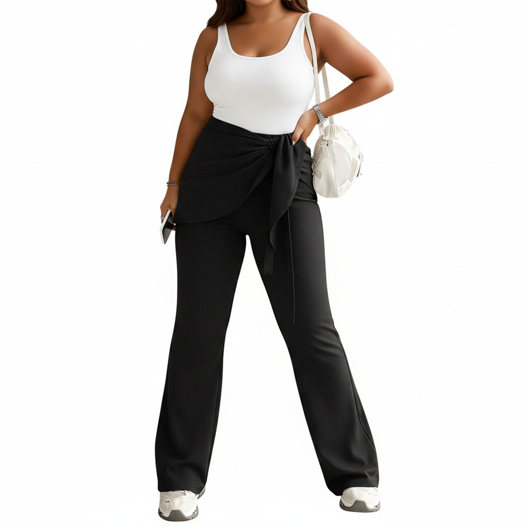 Womens Flare Leggings High Waist Skirted Yoga Leggings Casual Fake Two Piece Tie Front Pants for Fitness kindly