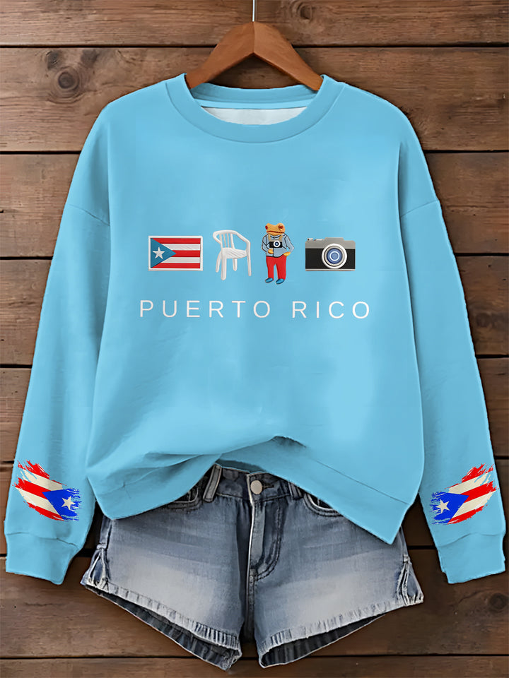 Bad Bunny Puerto Rican Printed Long Sleeve Casual Top