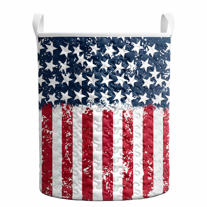 American Flag Laundry Basket Quilted Summer Holiday Basket Large Laundry Hamper with Handles for Bedroom adorable