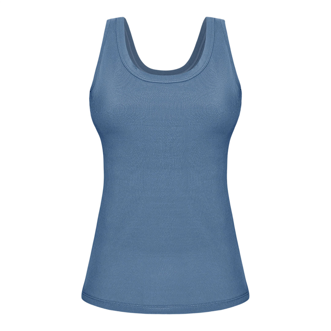 Built in Bra Tank Tops for Women U-Back Summer Sexy Casual Sleeveless Fitted Tank with Removable Pads for Gym welcoming