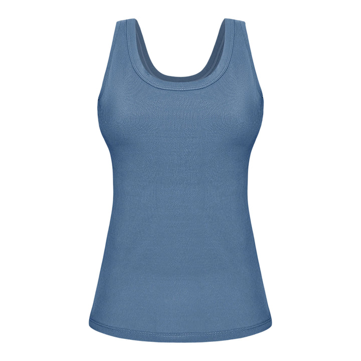 Built in Bra Tank Tops for Women U-Back Summer Sexy Casual Sleeveless Fitted Tank with Removable Pads for Gym welcoming