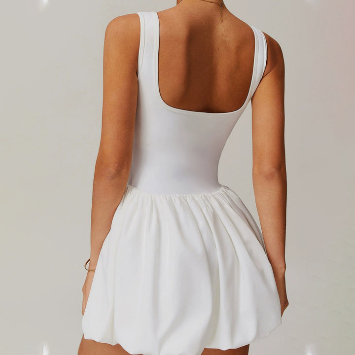 Tennis Dresses for Women Square Neck Summer Sleeveless Athletic Backless Mini Dress with Shorts for Running noble