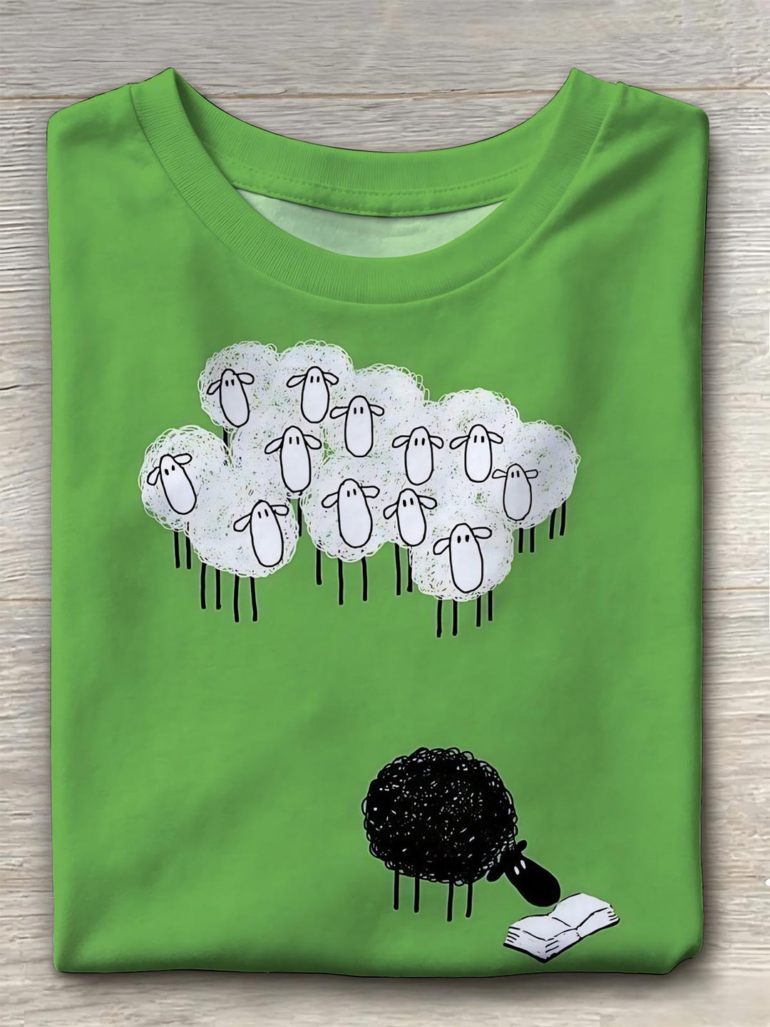 Funny Sheep Print Women's Short Sleeve Crew Neck T-shirt