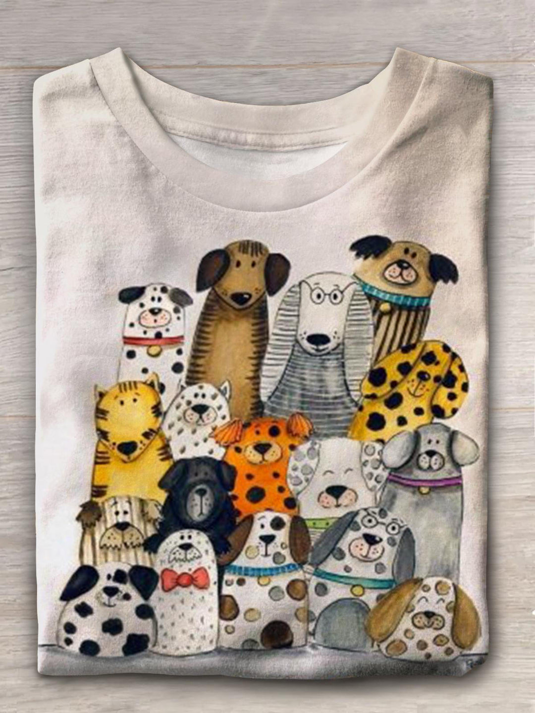 Cute Puppies Group Photo Crew Neck T-shirt