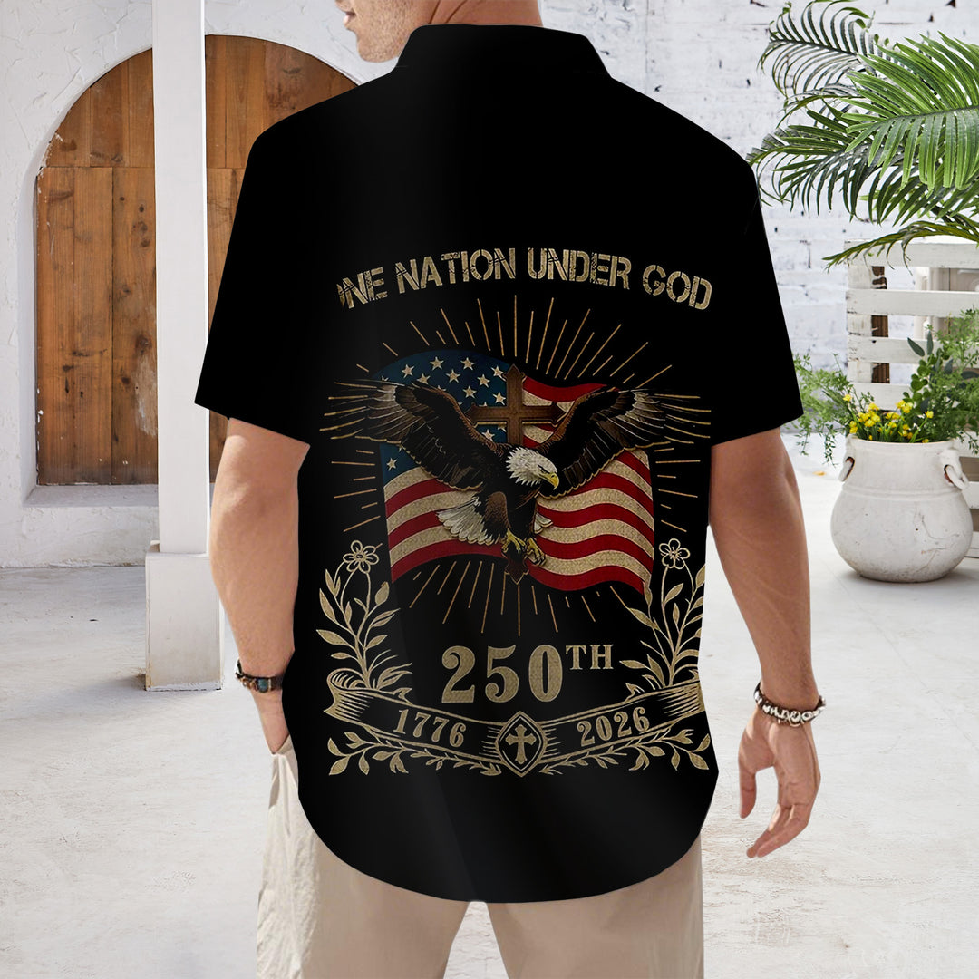 Flag Button Up Shirt Men 250 Years of Freedom Short Sleeve Hawaiian Shirts Summer Tops for Independence Day expert