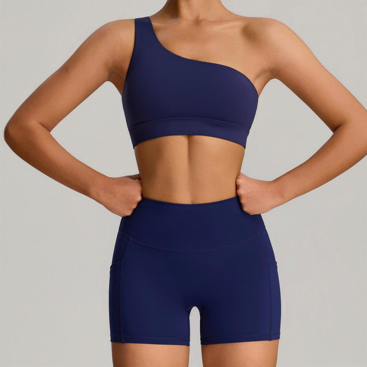 Bra and Shorts Workout Set High Waisted Seamless Off Shoulder Sports Bra and Shorts Lounge Set for Running favorable