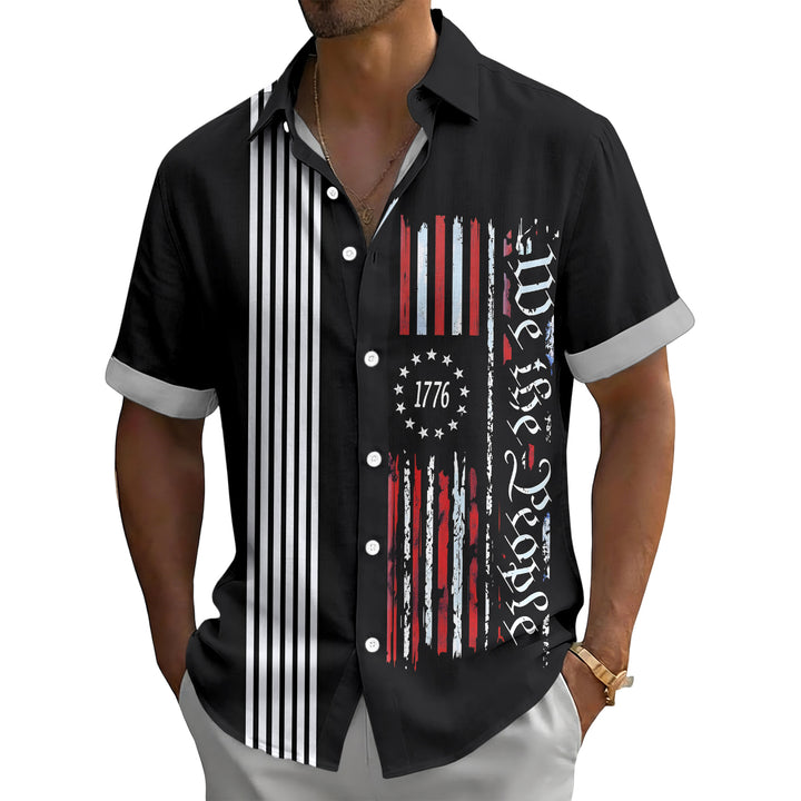 Patriotic Button Up Shirts for Men Flag 250 Years Lapel Short Sleeve Casual Trendy Hawaiian Shirts for Travel useful