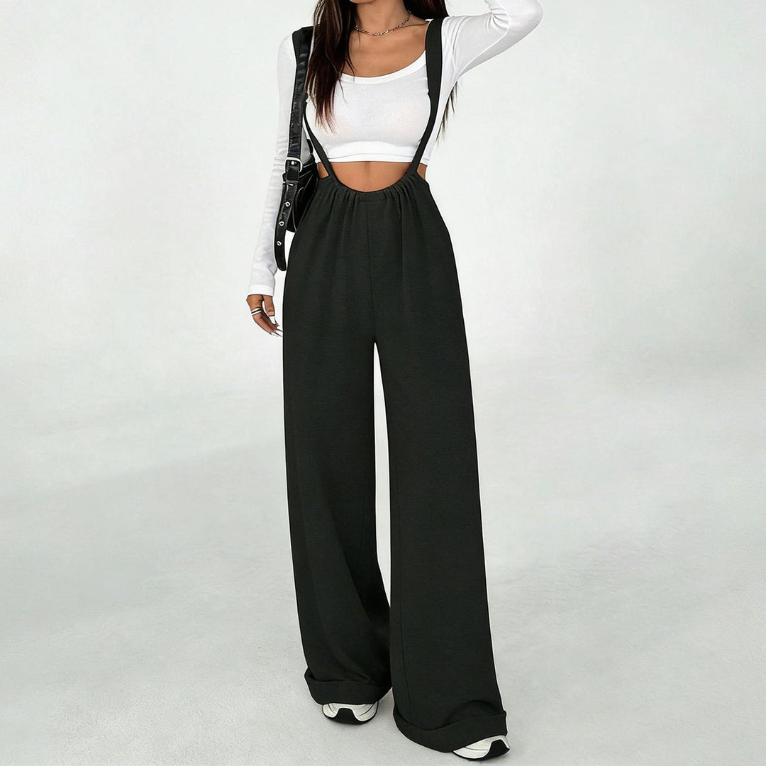 Womens Suspender Pants High Waisted Casual Sleeveless Jumpsuit Baggy Wide Leg Suspender Overalls for Travel classy