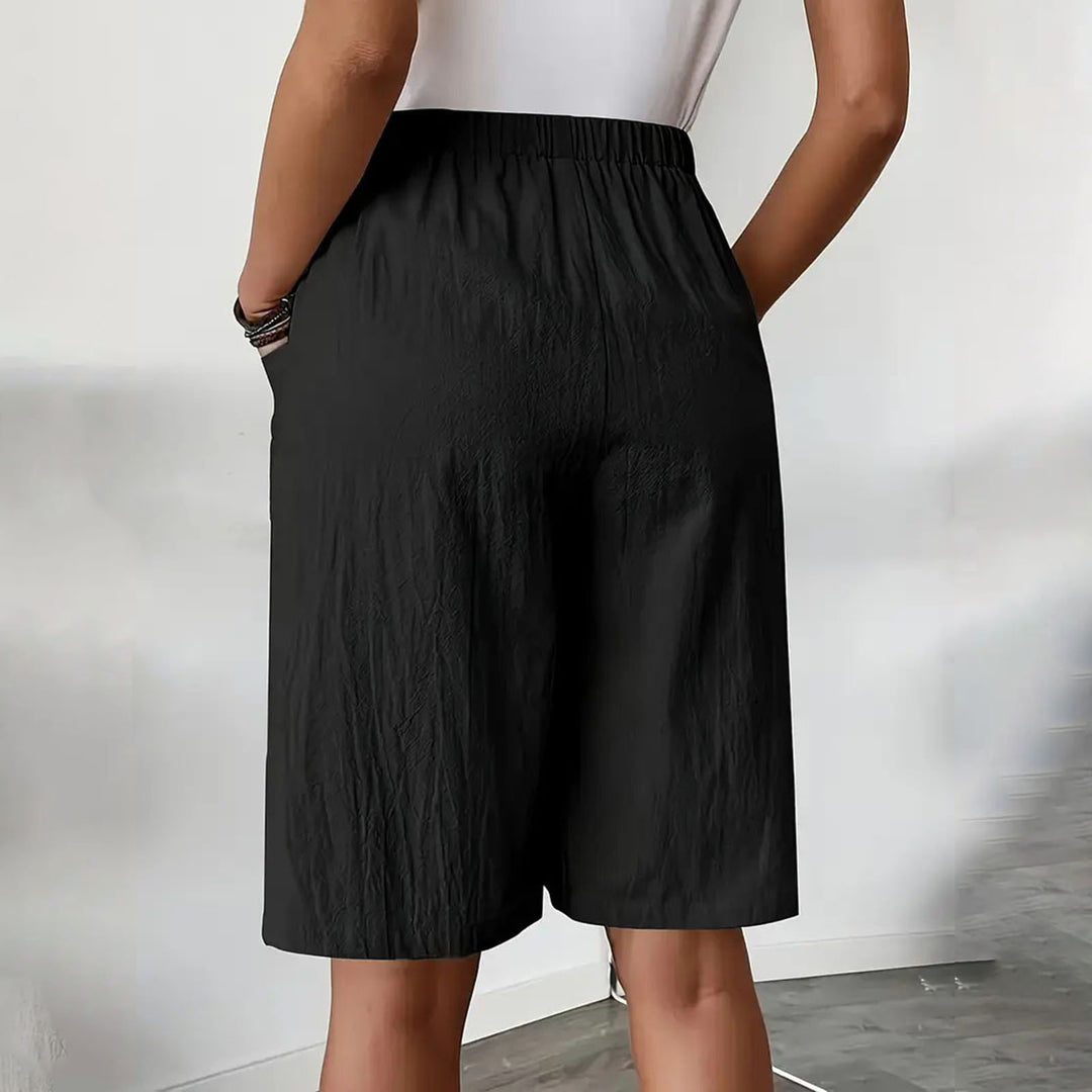 Womens Skorts with Pockets Wrap Summer Casual Bermuda Shorts Elastic Waist Wide Leg Skorts for Running Sports regular