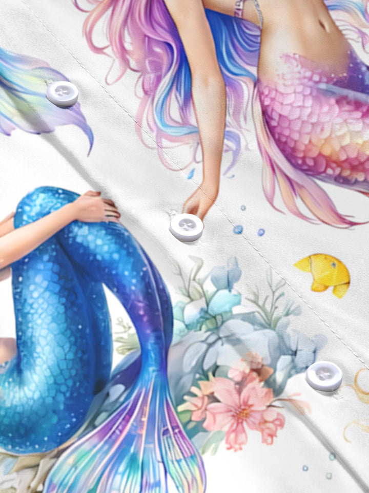 Mermaid Print Women's Short Sleeve Shirts