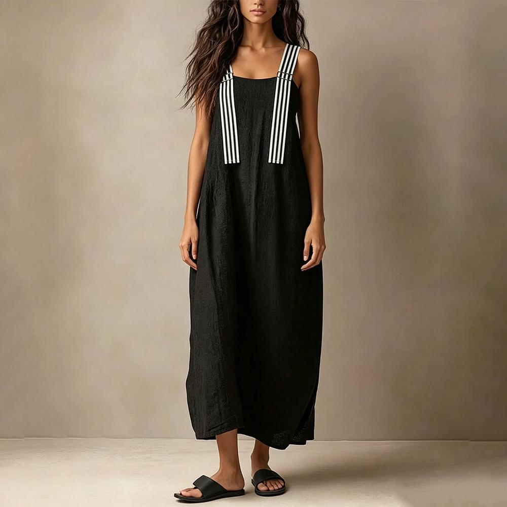Midi Sleeveless Dresses for Women Striped Shoulder Strap Beach Vacation Loose Sleeveless Dress for Travel useful