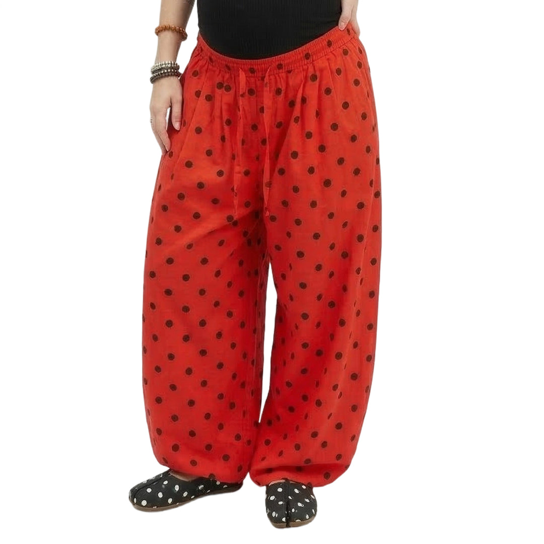 Baggy Wide Leg Pants for Women Dot Print Elastic Waist Wide Leg Palazzo Pants with Pockets for Daily Wear sturdy
