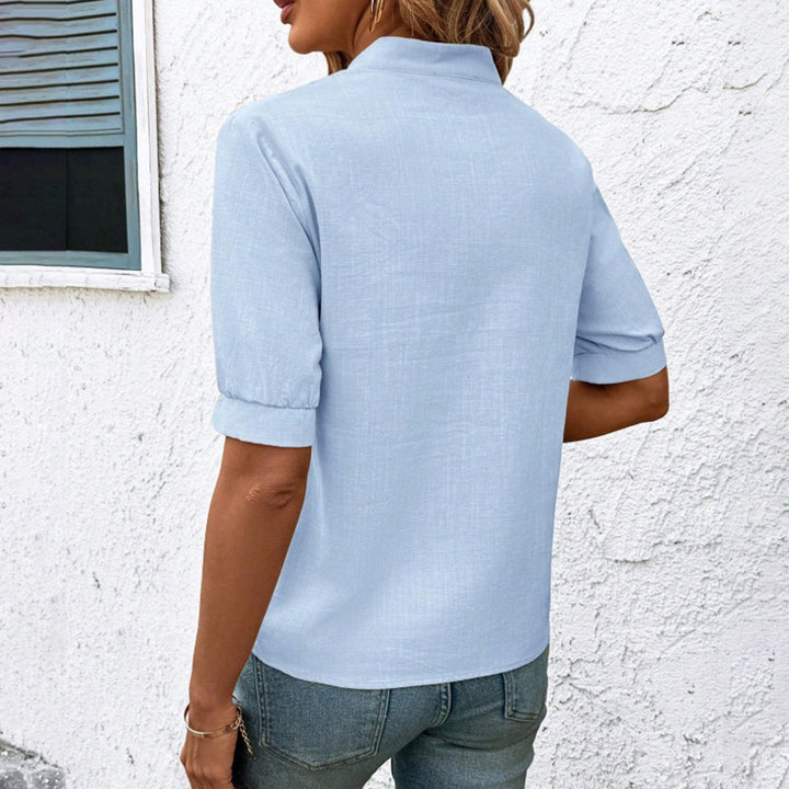 Embroidered Blouses for Women V Neck Floral Embroidered Top Short Sleeve Blouses Fashion Clothes for Travel generous