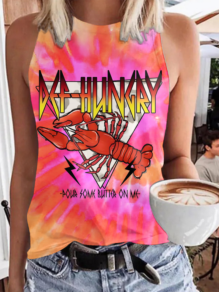 Def-Hungry Pour Some Butter On Me Print Casual Sleeveless Top