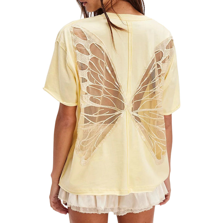 Cut Out Tops for Women Butterfly Cut Out Back Fashion Casual T Shirts Loose Fit Basic Tops for Going Out newcomer