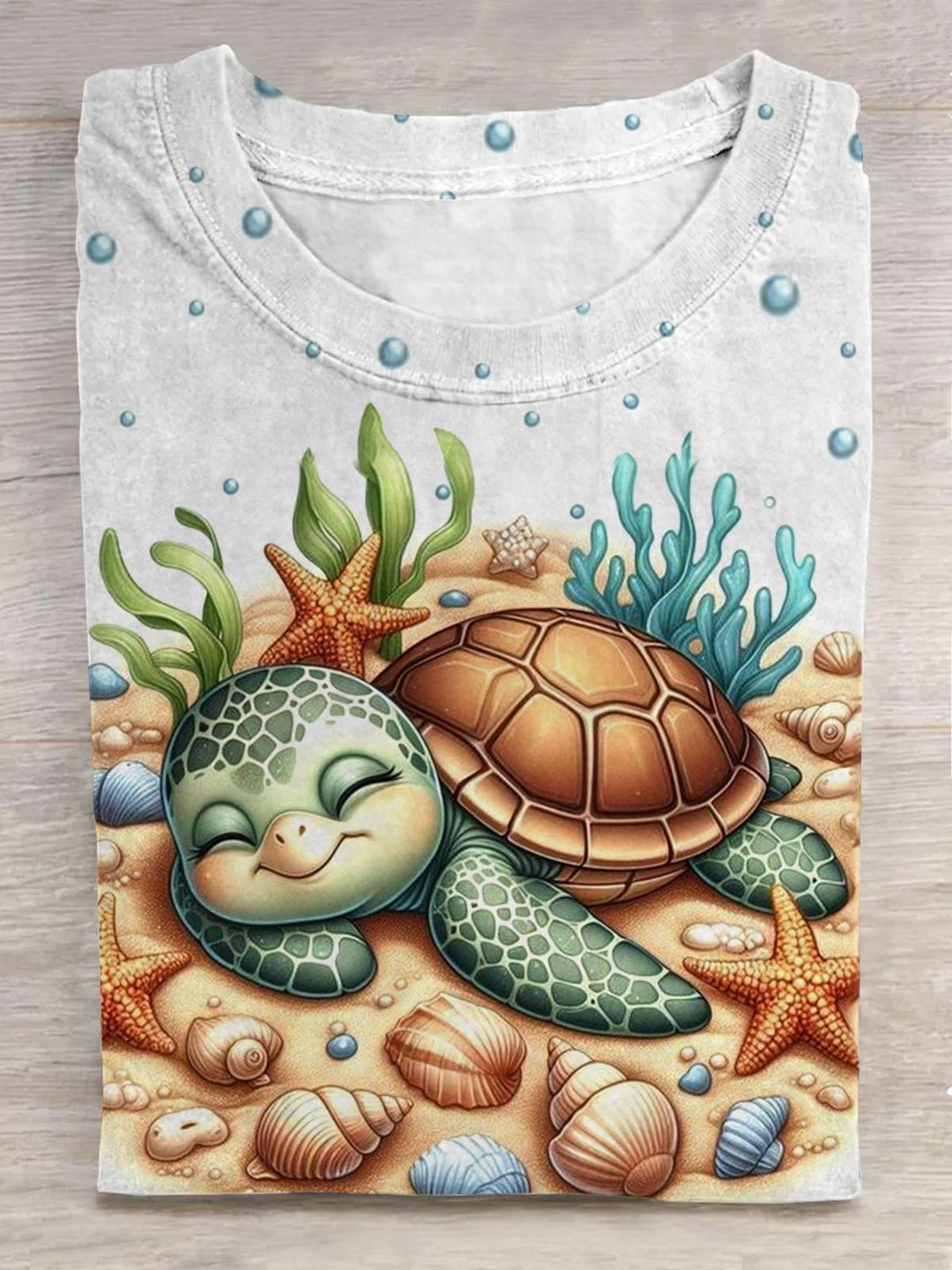 Cute Turtle Crew Neck T-shirt