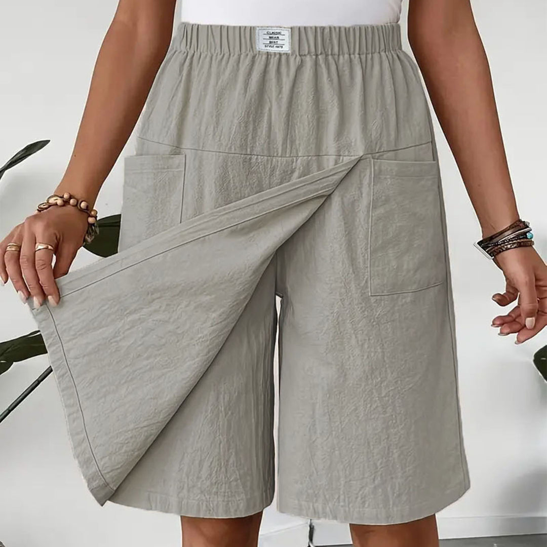 Womens Skorts with Pockets Wrap Summer Casual Bermuda Shorts Elastic Waist Wide Leg Skorts for Running Sports regular