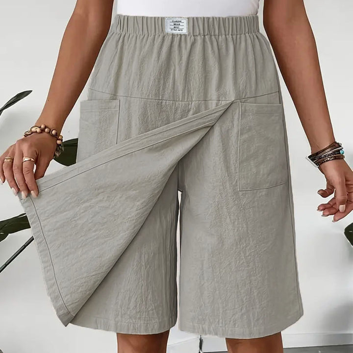 Womens Skorts with Pockets Wrap Summer Casual Bermuda Shorts Elastic Waist Wide Leg Skorts for Running Sports regular