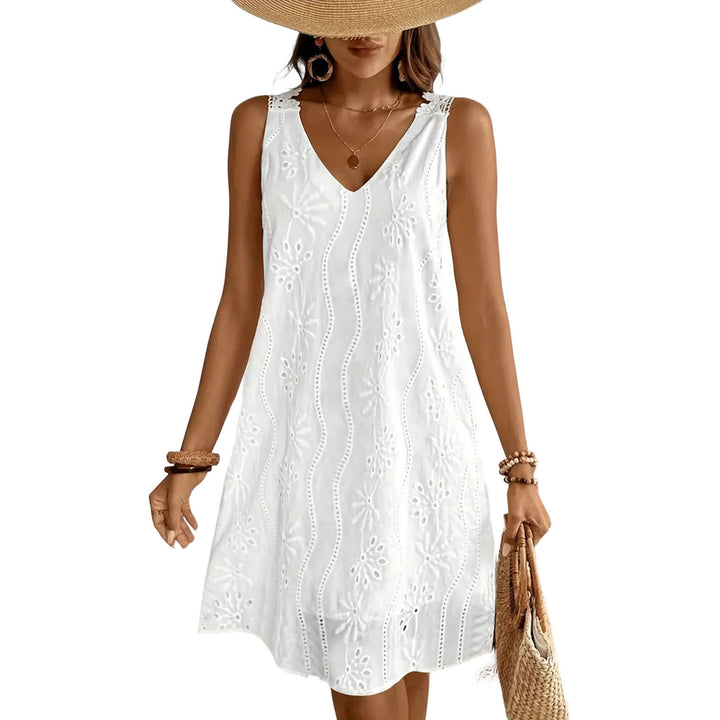 Womens Tank Dress V Neck Flower Vacation Midi Dresses Loose Fit Fashion Clothes for Vacation Beach Travel dependable