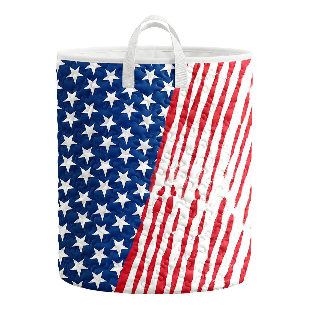 American Flag Laundry Basket Quilted Summer Holiday Basket Large Laundry Hamper with Handles for Bedroom adorable