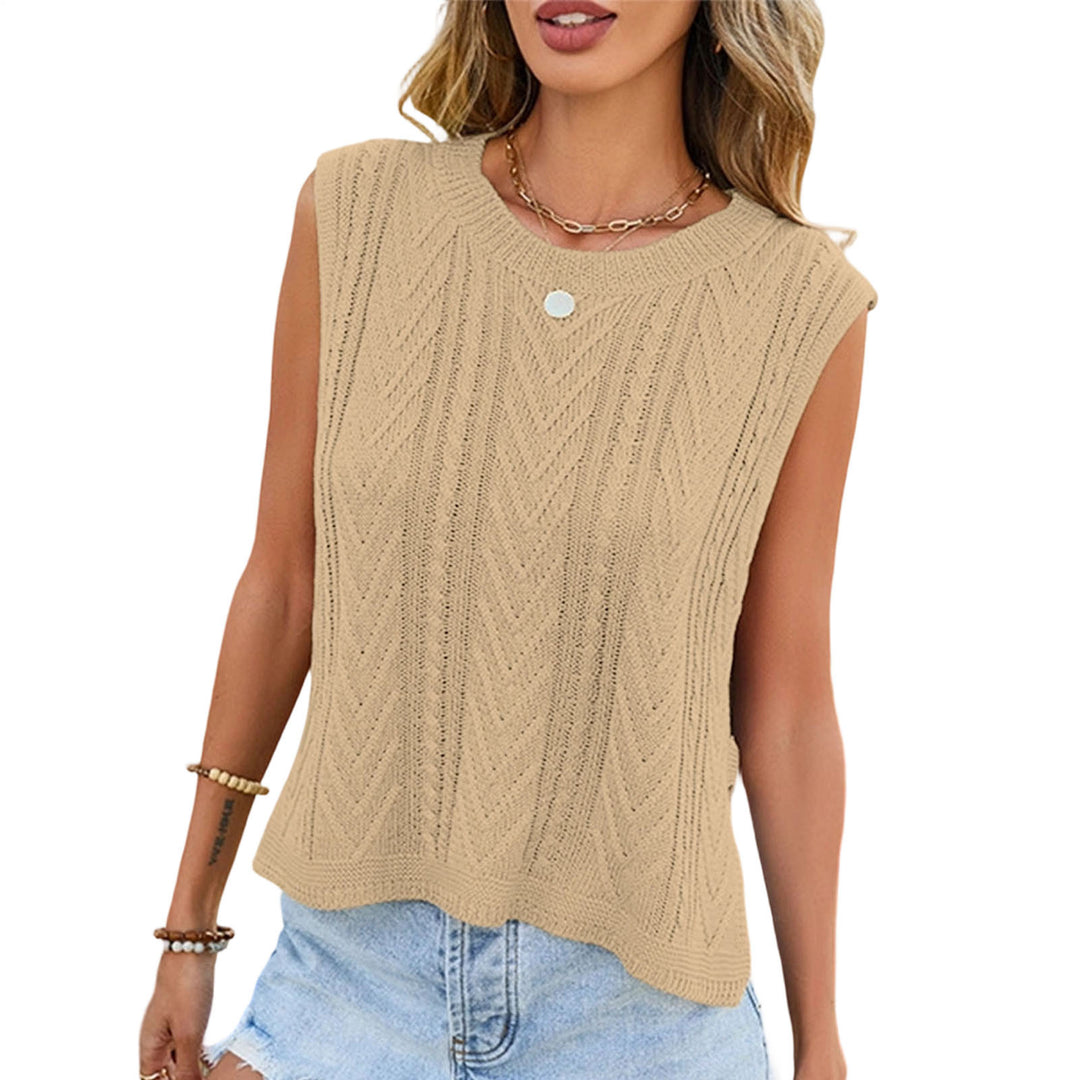 Knit Sleeveless Tops for Women Crew Neck Casual Cable Knit Tank Tops Solid Summer Sleeveless Shirt Daily Wear successful