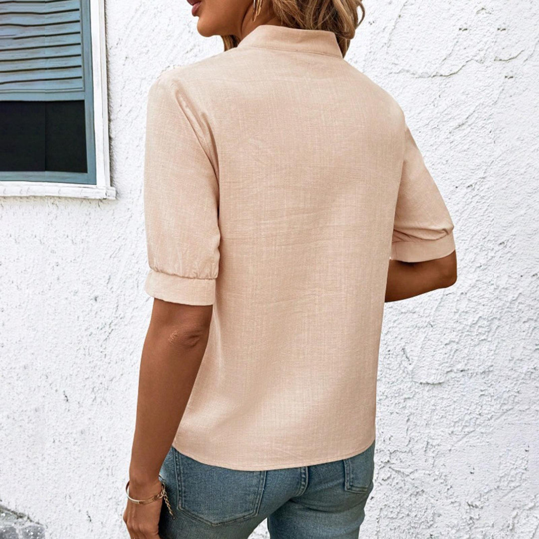 Embroidered Blouses for Women V Neck Floral Embroidered Top Short Sleeve Blouses Fashion Clothes for Travel generous
