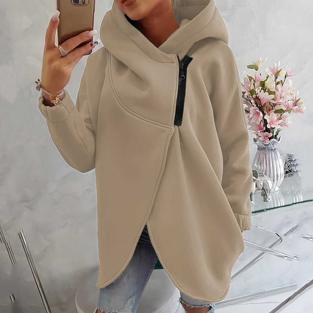 Oversized Zip Up Hoodie for Women Asymmetric Long Sleeve Trendy Hoodies Jackets with Large Hood for Travel attractively