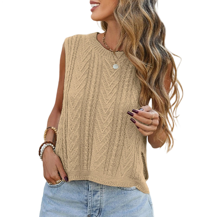 Knit Sleeveless Tops for Women Crew Neck Casual Cable Knit Tank Tops Solid Summer Sleeveless Shirt Daily Wear successful
