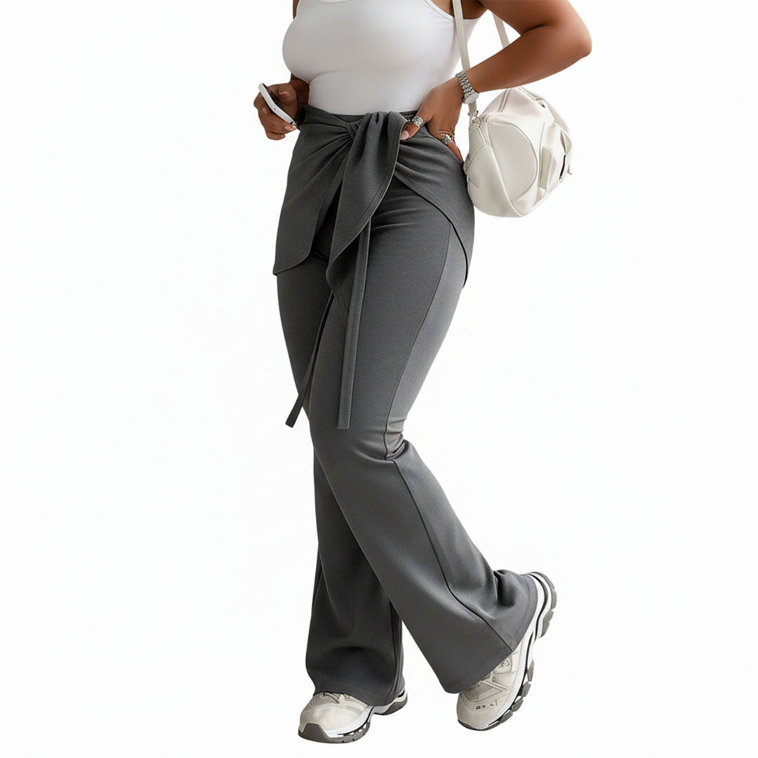 Womens Flare Leggings High Waist Skirted Yoga Leggings Casual Fake Two Piece Tie Front Pants for Fitness kindly
