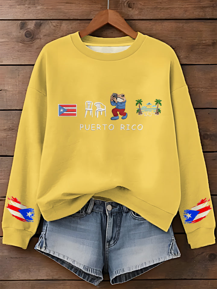 Bad Bunny Puerto Rican Printed Long Sleeve Casual Top