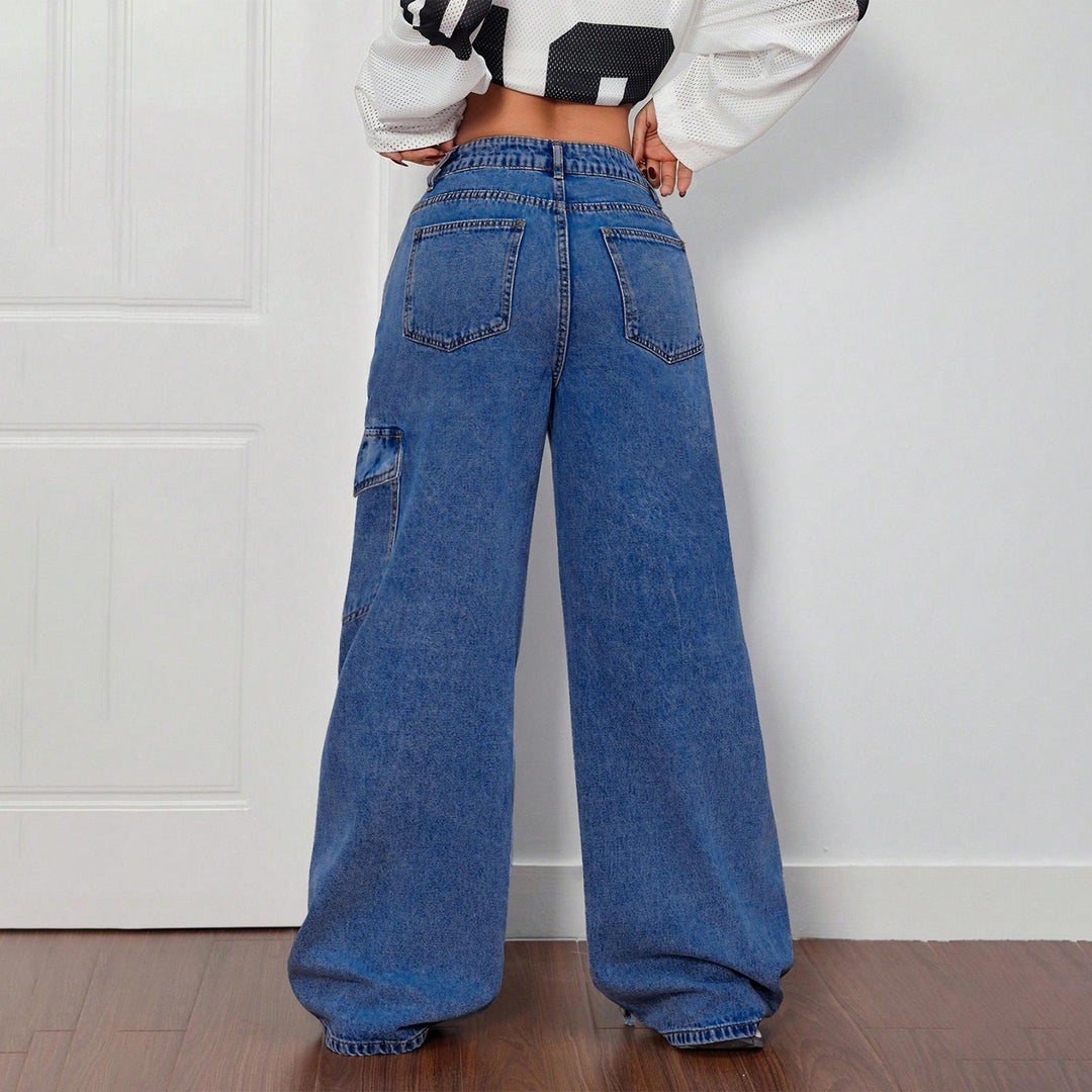 Women's Baggy Jeans Bow Tie Boyfriends Straight Leg Loose Trendy Mid Rise Denim Pants for Travel Daily Wear amiable