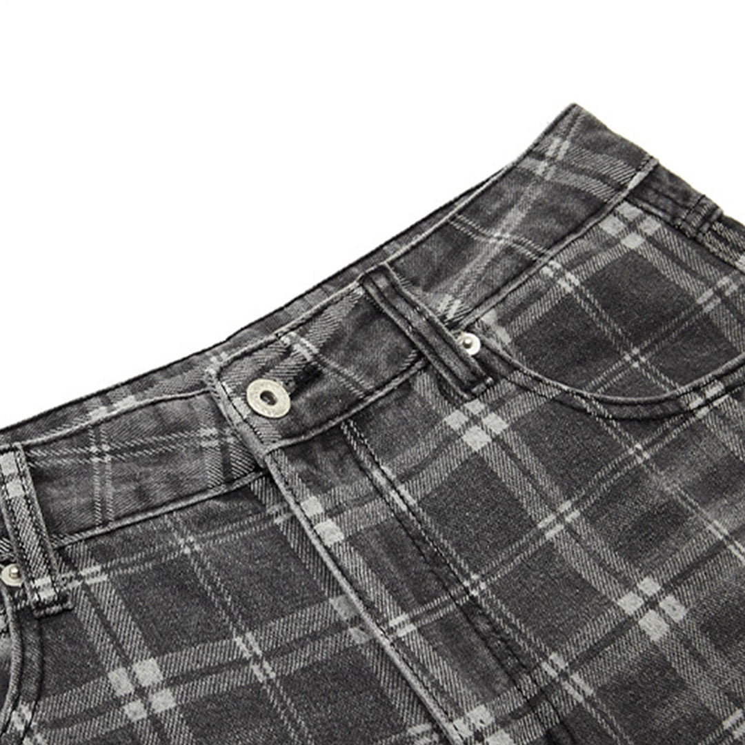 Wide Leg Plaid Pants Woman Wide Leg Lounge Mid Waist Pants Unisex Loose Trousers with Pockets Streetwear frugal