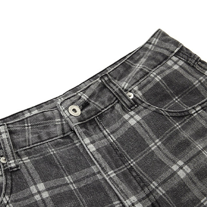 Wide Leg Plaid Pants Woman Wide Leg Lounge Mid Waist Pants Unisex Loose Trousers with Pockets Streetwear frugal