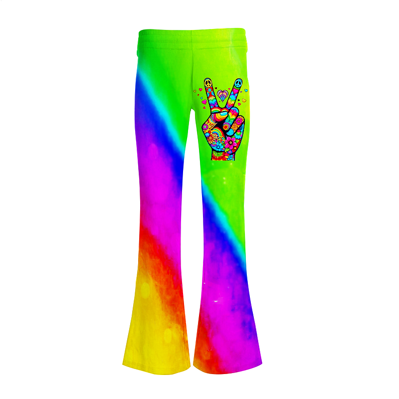 Colorful Hippie Peace Hands Bell-bottoms