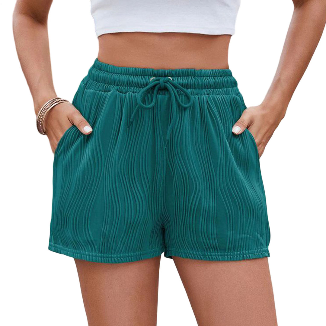 Womens Elastic Waist Shorts Drawstring Loose Elastic Waist Shorts with Pockets Textured Bottoms for Beach charitable