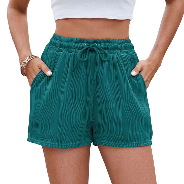 Womens Elastic Waist Shorts Drawstring Loose Elastic Waist Shorts with Pockets Textured Bottoms for Beach charitable