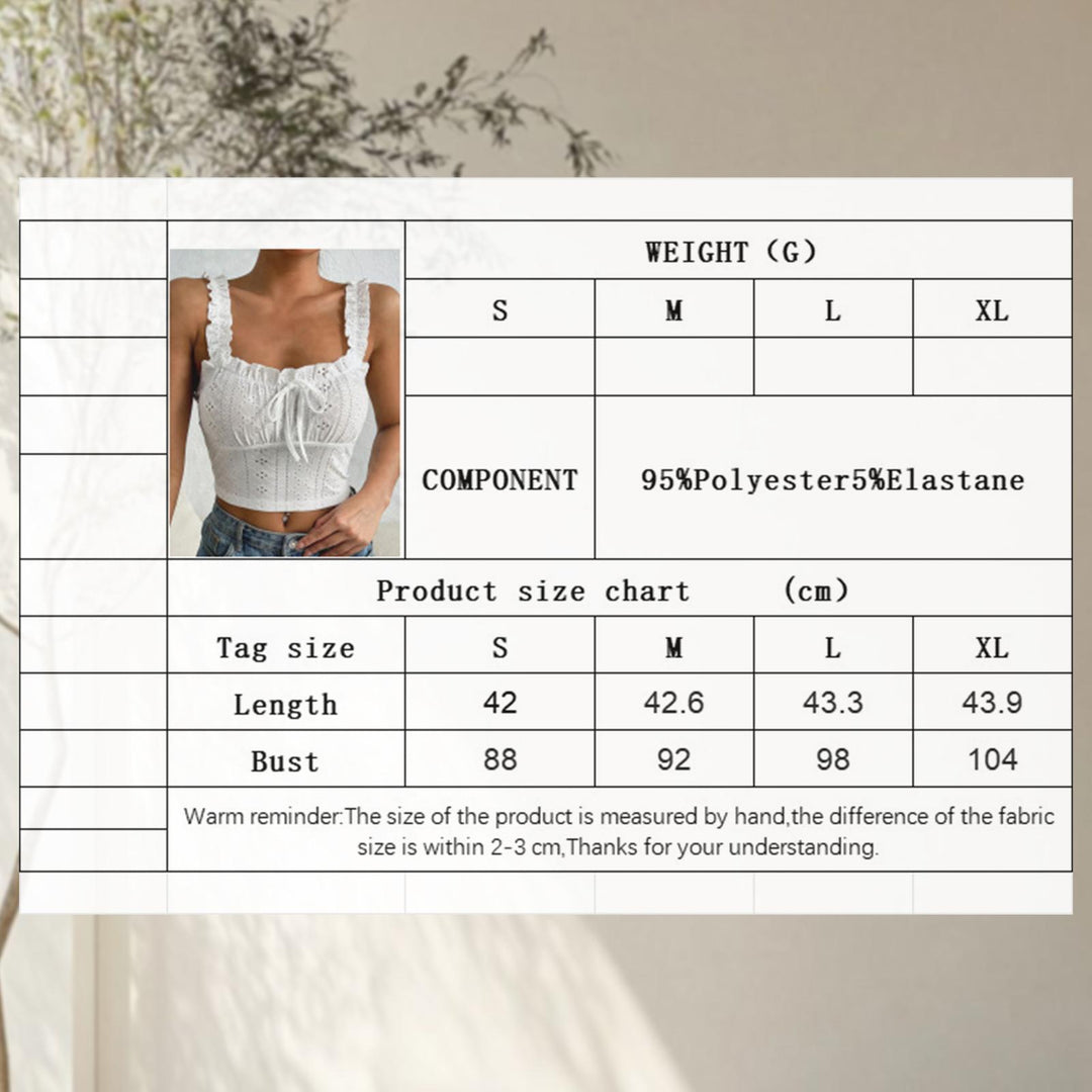 Eyelet Tank Tops for Women Ruffle Ruched Sleeveless Square Neck Tie Front Bust Crop Camisole Tops for Travel excellent