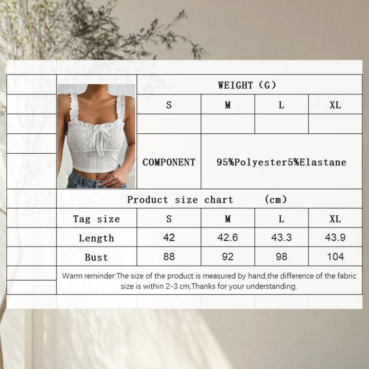 Eyelet Tank Tops for Women Ruffle Ruched Sleeveless Square Neck Tie Front Bust Crop Camisole Tops for Travel excellent
