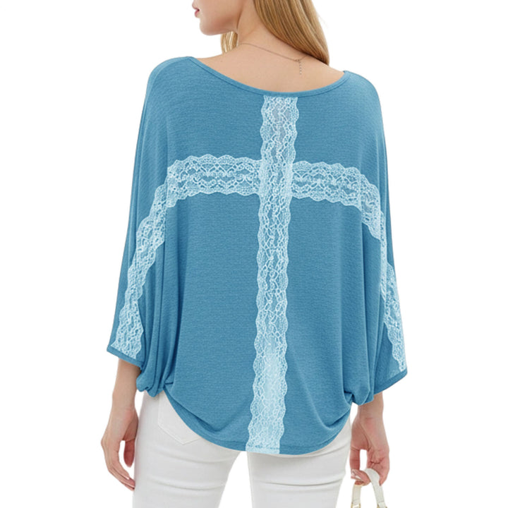 Sheer Off The Shoulder Top Batwing Sleeve Casual Lace Cover Ups Women Sexy Loose Clothes for Going Out Travel like-minded