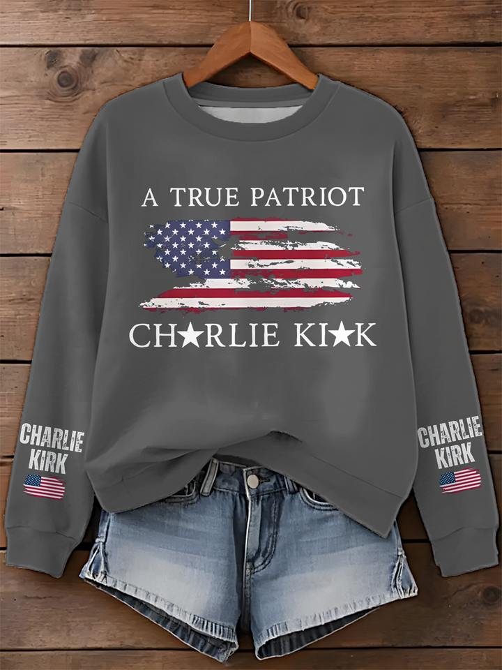 Charlie Kirk Memorial Printed Long Sleeve Casual Top