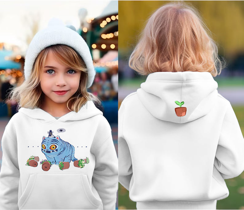 Demon Cat Derpy Children's Hooded Hoodie