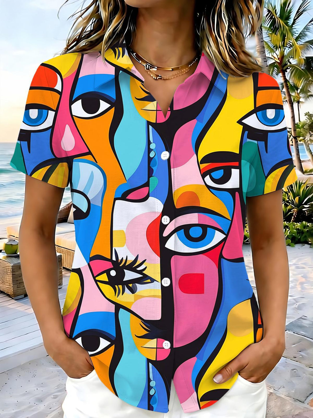 Art Face Women's Short Sleeve Shirts