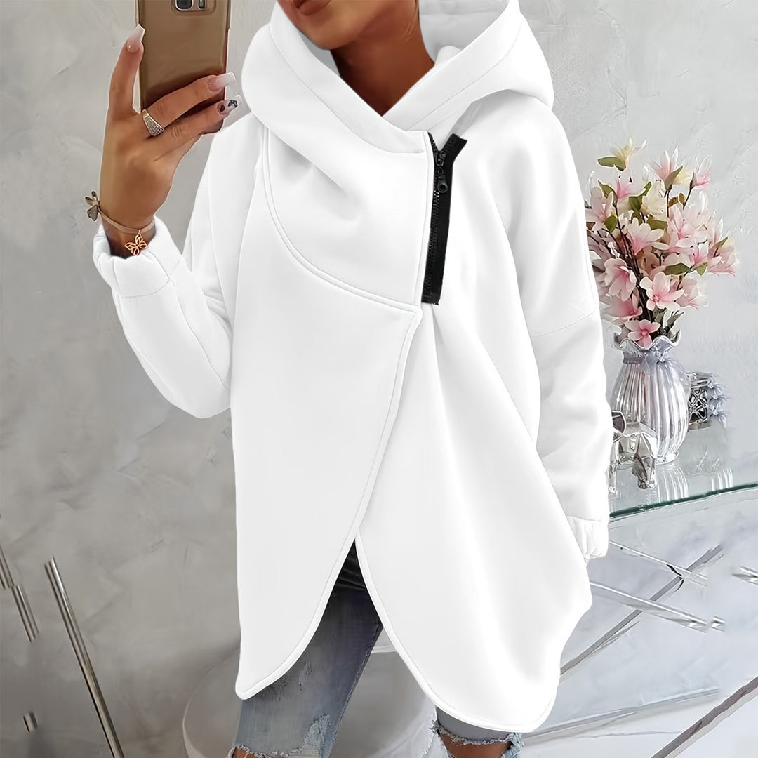 Oversized Zip Up Hoodie for Women Asymmetric Long Sleeve Trendy Hoodies Jackets with Large Hood for Travel attractively