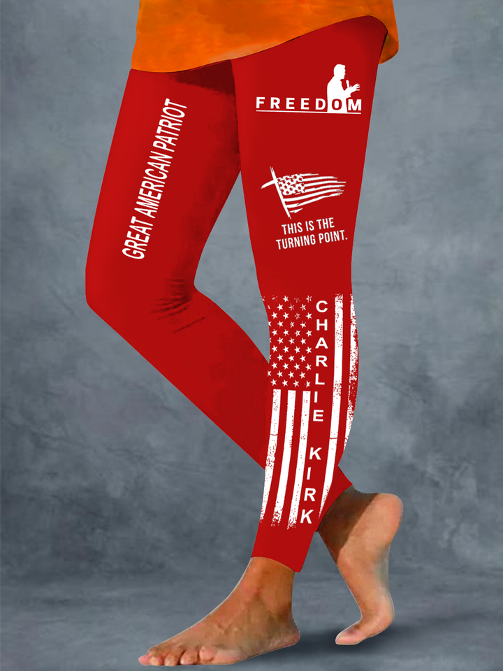 A True Patriot Charlie Kirk Print Leggings