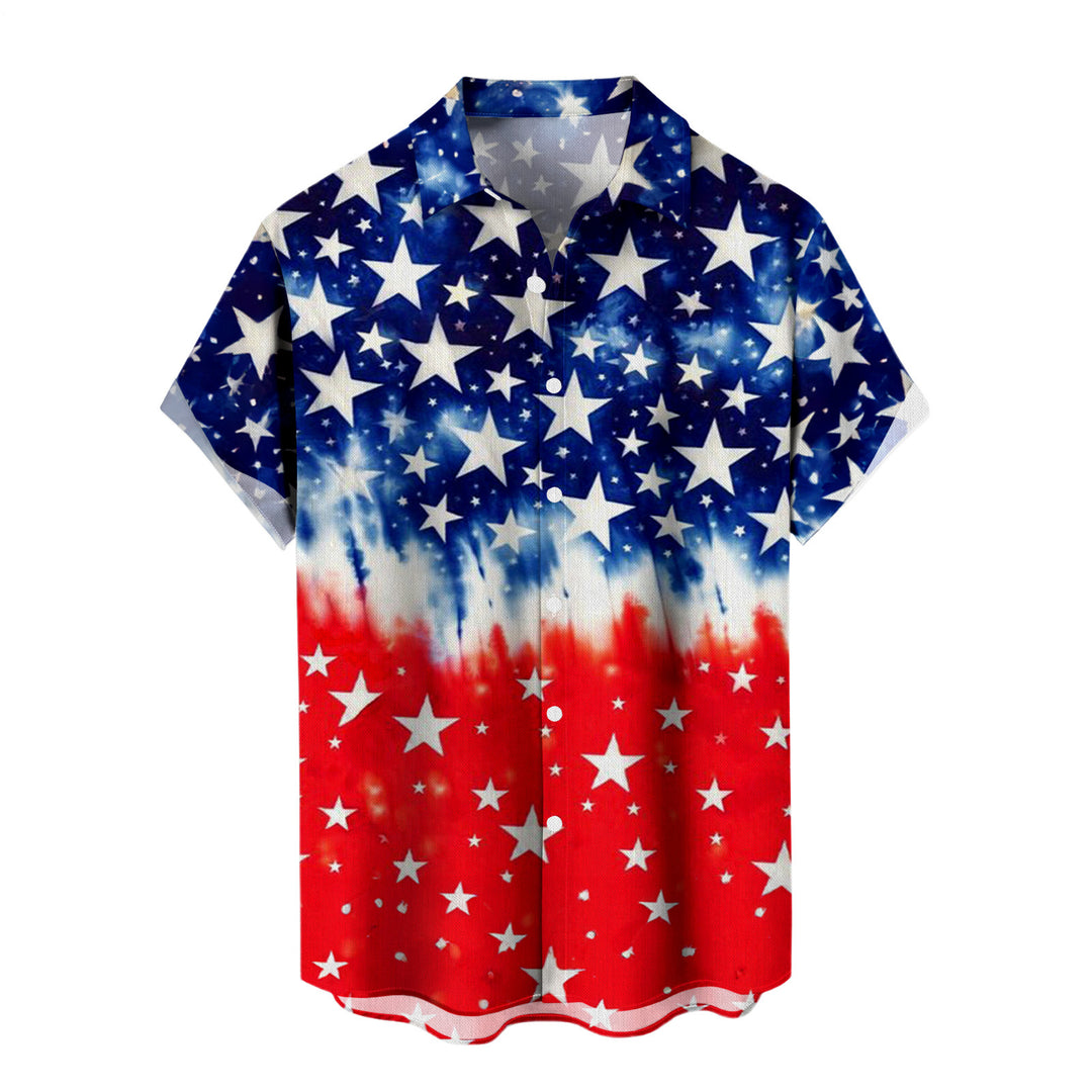 Mens Patriotic Button Down Shirts American Flag Short Sleeve Casual Button Up Hawaiian Shirts for Vacation polite