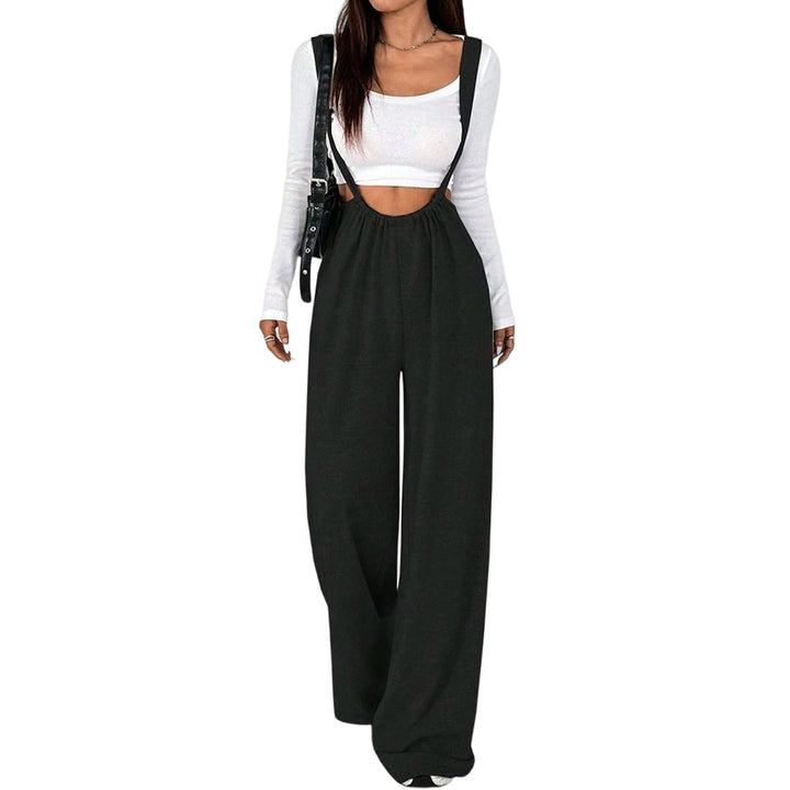Womens Suspender Pants High Waisted Casual Sleeveless Jumpsuit Baggy Wide Leg Suspender Overalls for Travel classy