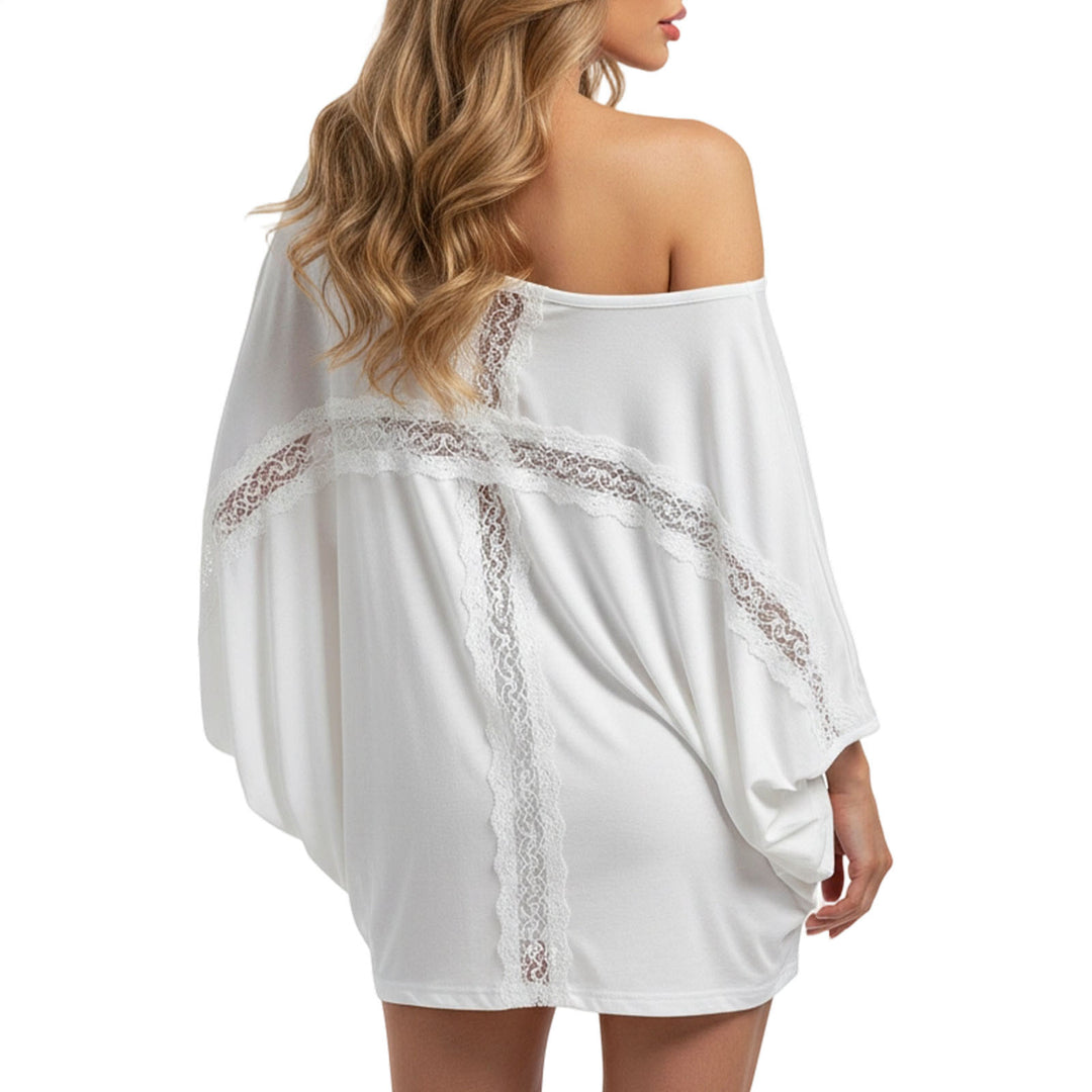 Sheer Off The Shoulder Top Batwing Sleeve Casual Lace Cover Ups Women Sexy Loose Clothes for Going Out Travel like-minded